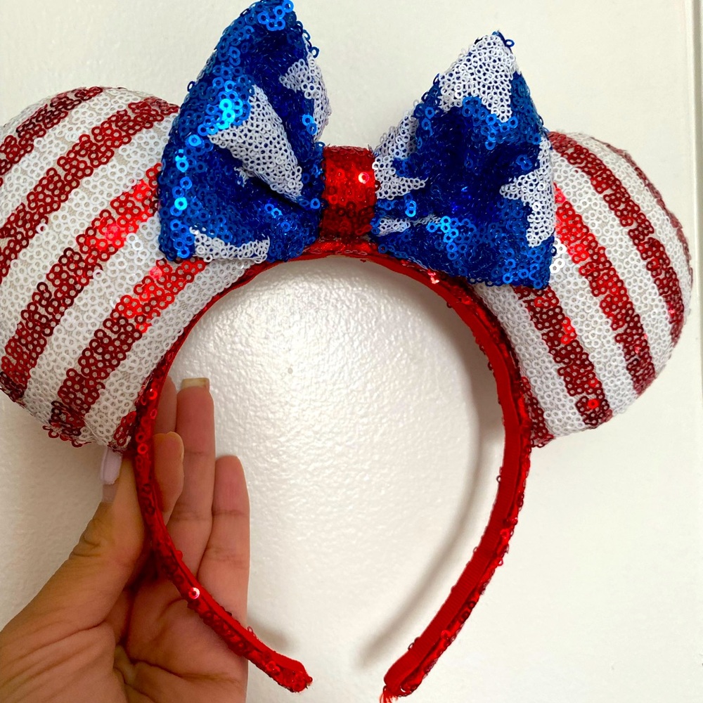 Minnie Mouse ears headband American flag